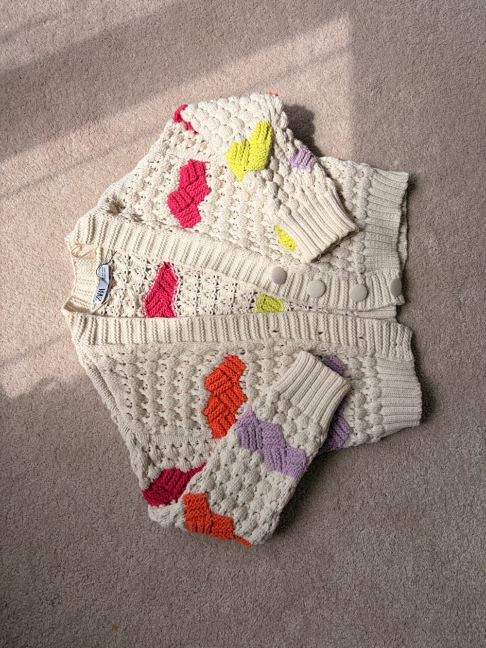 ZARA Chunky knit cardigan - sweater colorblock - Small - Picture 4 of 7